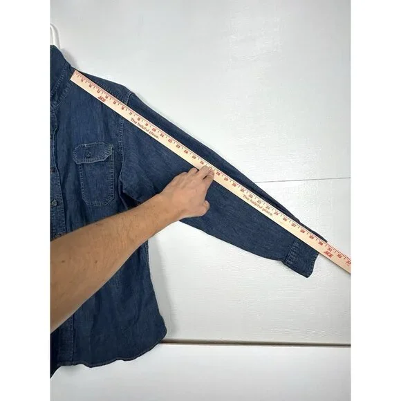 Wrangler Denim Shirt Adult Large Blue Denim - Picture 12 of 16